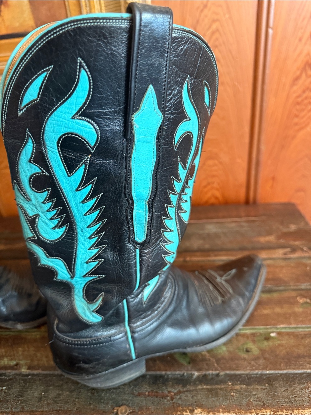 Lucchese Women’s   Black and Turquoise Western Cowboy Boots - Picture 6 of 8